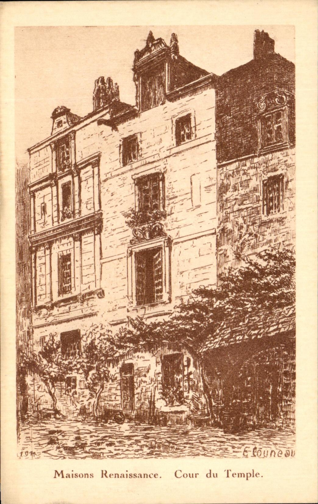 CPA Maisons Renaissance Cour du Temple La Rochelle