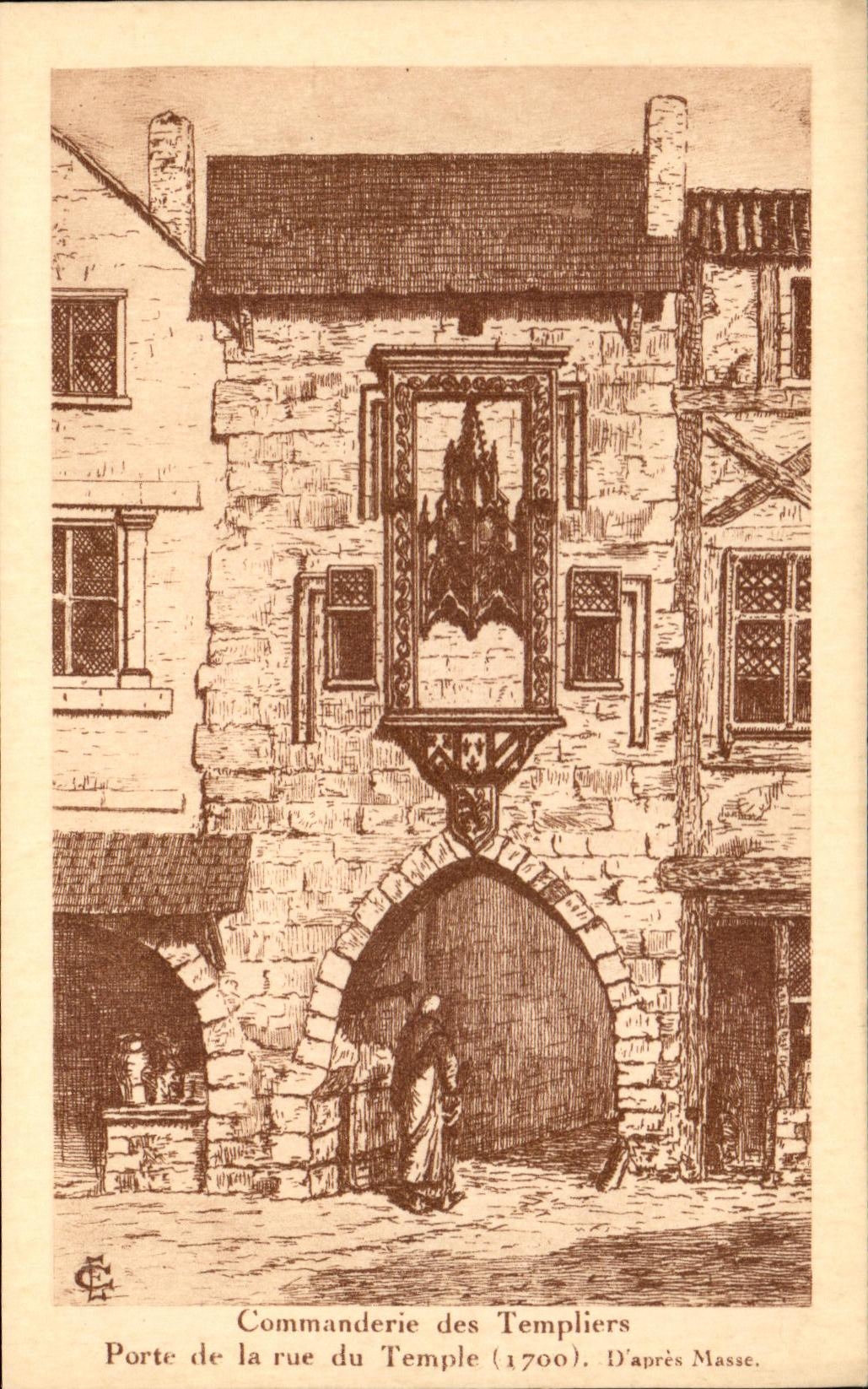 CPA Commanderie des Templiers Porte de la rue du Temple 1700 La Rochelle