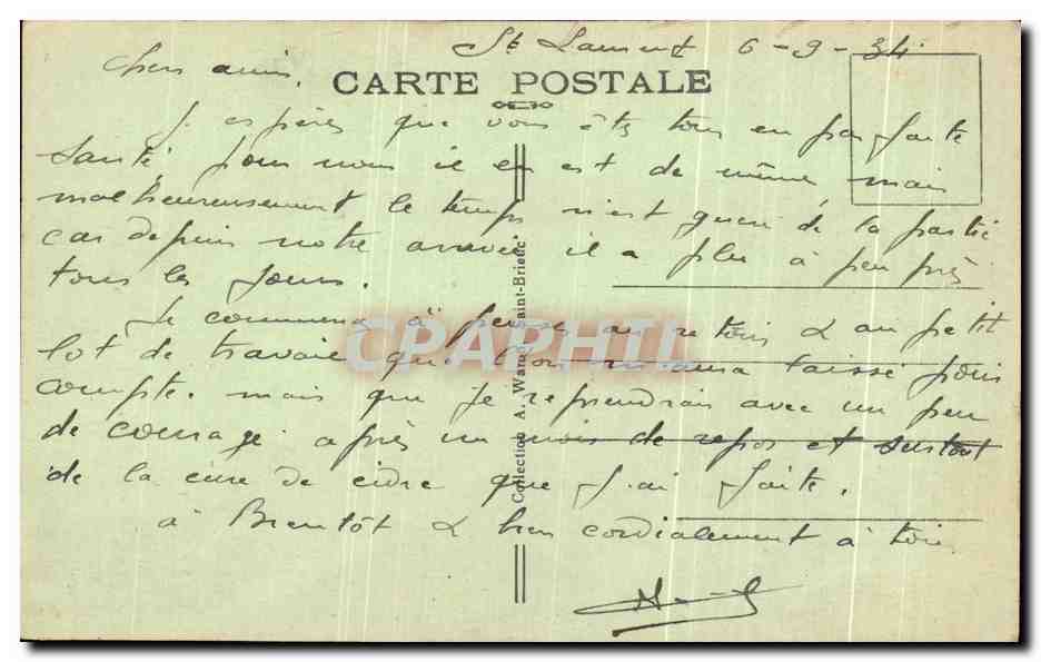CPA Le Bretagne Pittoresque Saint Brieuc Faiasses au Roscher — Rückseite