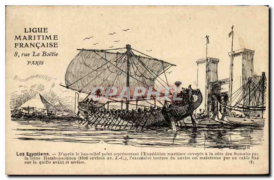 CPA Ligue Martime Francaise Rue La Boetie Paris Bateau Les egyptiens
