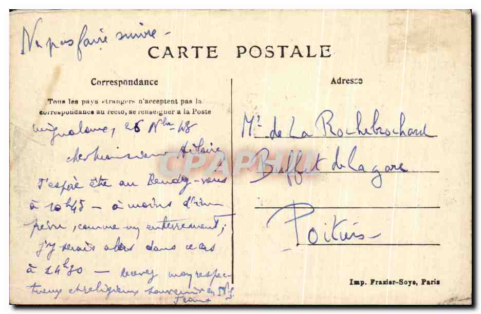 CPA Ligue Martime Francaise Rue La Boetie Paris Bateau Les egyptiens — Rückseite
