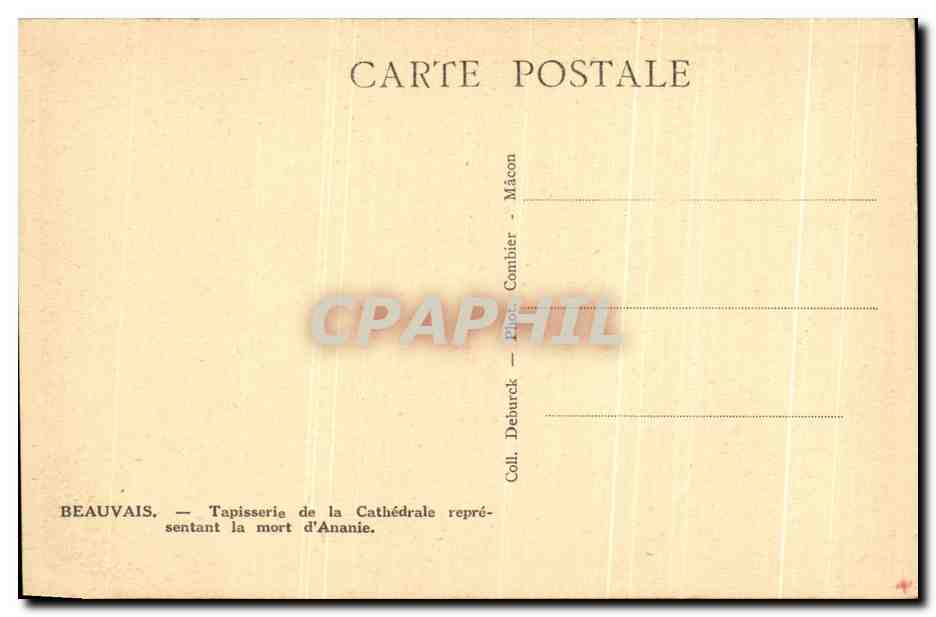 CPA Beauvais Tapisserie de la Cathedrale representant la Mort d'Ananie — Verso