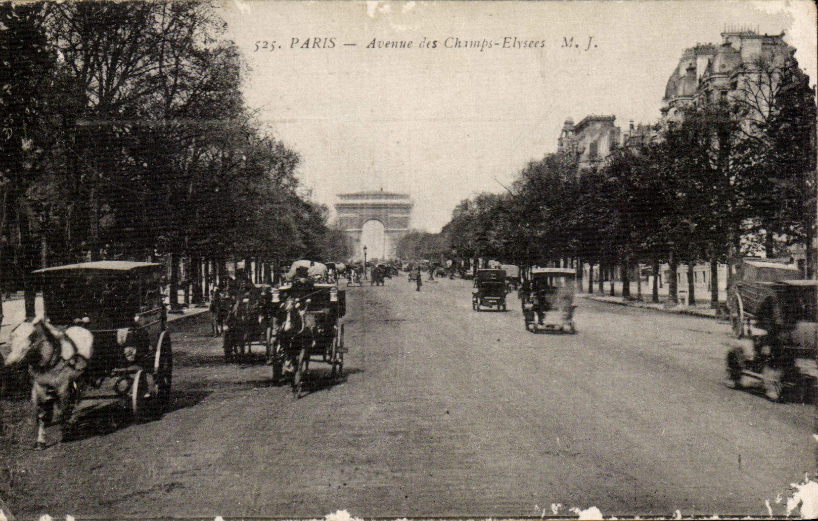 CPA Paris Avenue des Champs Elysees Automobiles Arc de Triomphe