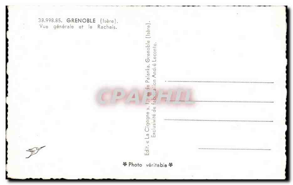 CPA Grenoble Vue Generale Et Le Rachais — Rückseite
