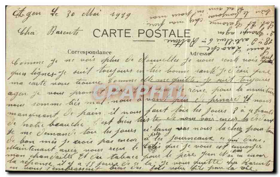 CPA Agen Le dessus du Pont Canal sur la Garonne Souvenir du 9 mai 1918 — Reverso