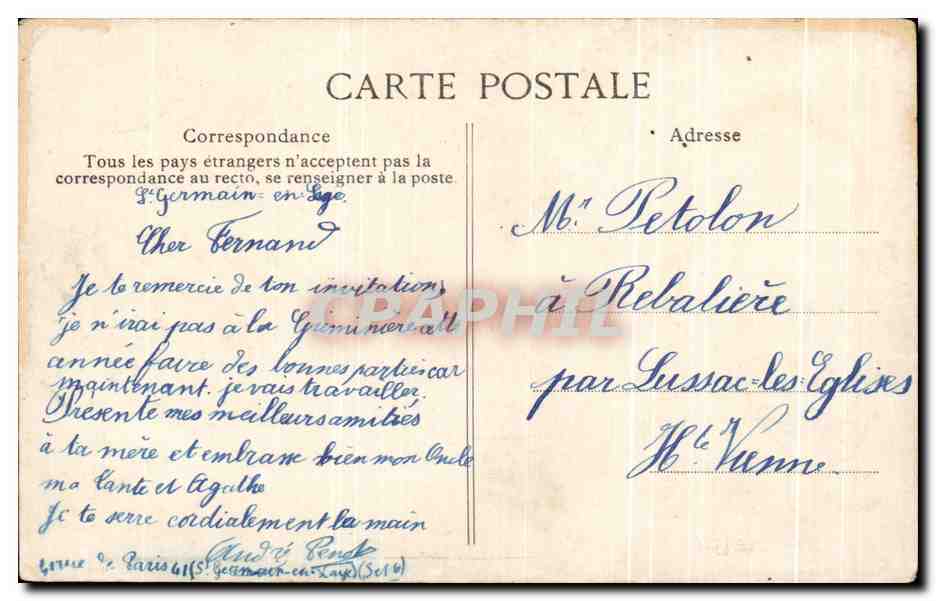 CPA Souvenir de St Germain en Laye Train Gare — Reverso