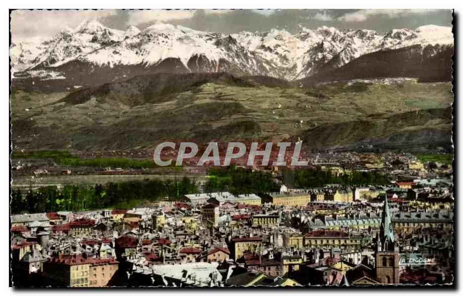 Grenoble (Isère) — Vue générale et la Chaîne de Belledonne — La Cigogne, Grenoble