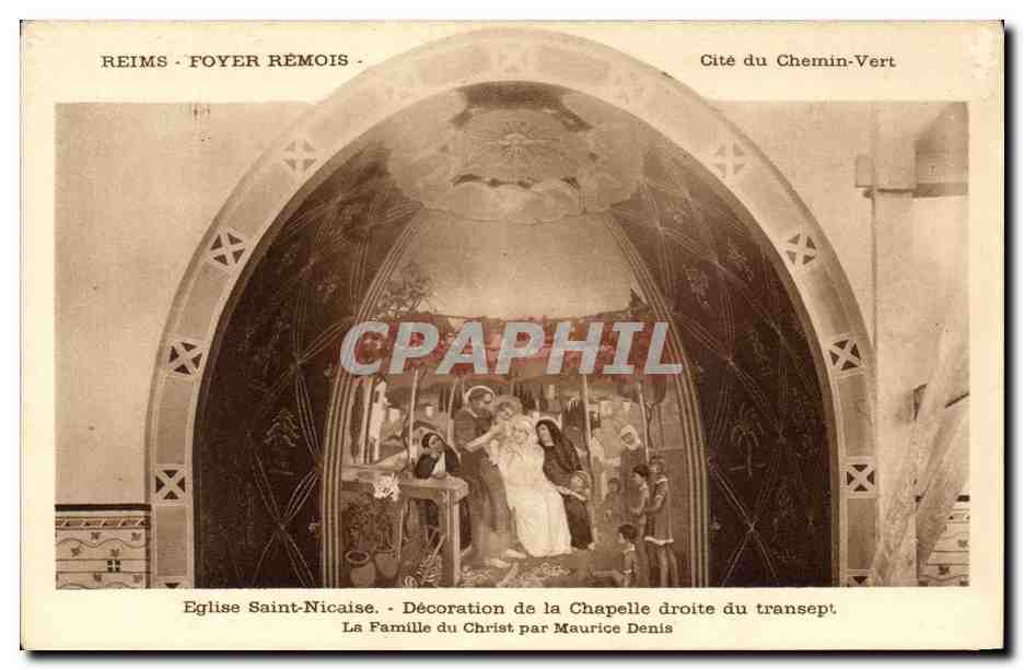 Reims - Foyer Rémois - Église Saint-Nicaise. Décoration de la Chapelle droite du transept. La Famille du Christ par Maurice Denis