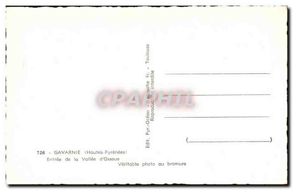 CPA Gavarnie Entree de la Vallee d'Ossoue  — Verso