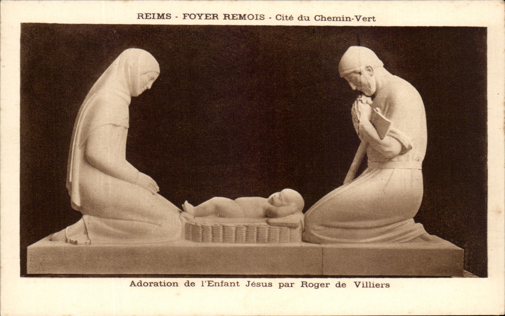 CPA Reims Foyer Remois Cite du Chemin Vert Adoration de l'enfant Jesus par Roger de Villiers