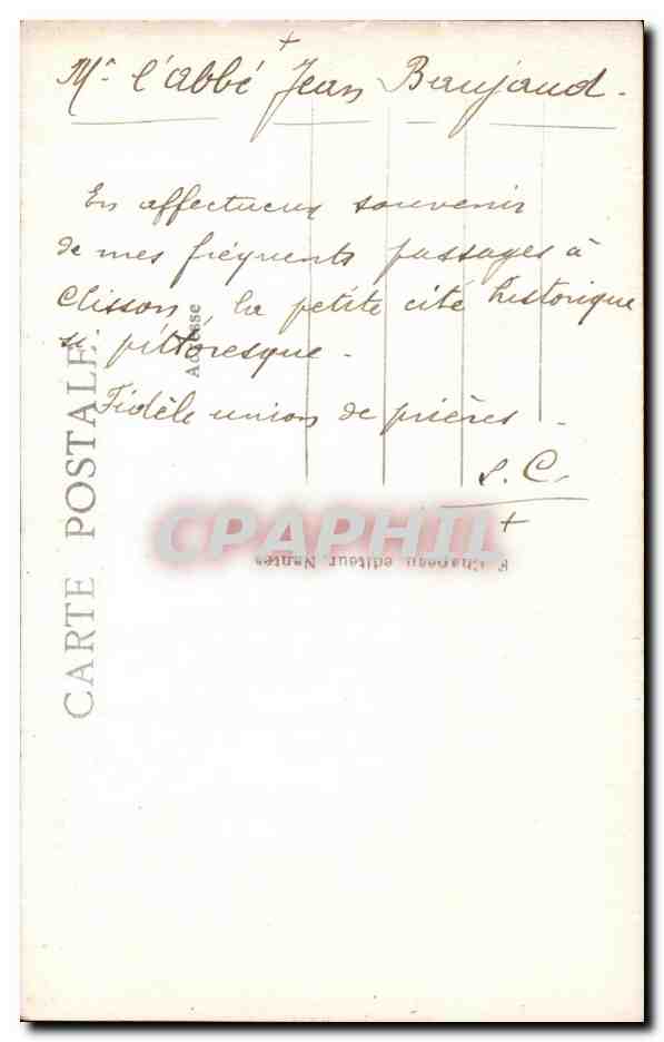 CPA Clisson Interieur du Couvent des Benedictins de la Trinite — Rückseite