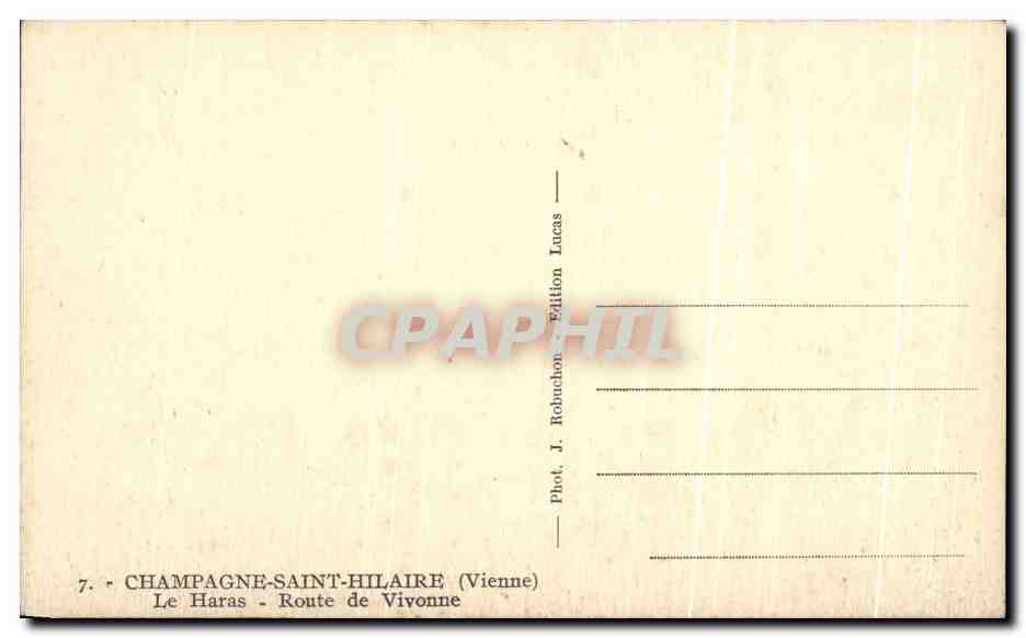 CPA Champagne Saint Hilaire Le Haras Route De Vivonne — Back