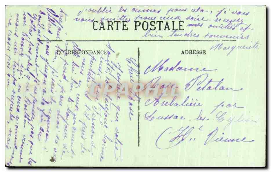 Tarjeta postal antigua Villers sur Mer La Digue par gros temps — Reverso
