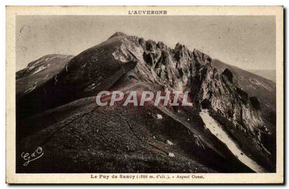 Le Puy de Sancy (1886 m. d'alt.) — Aspect Ouest — L'Auvergne, éditeur G.d'O.