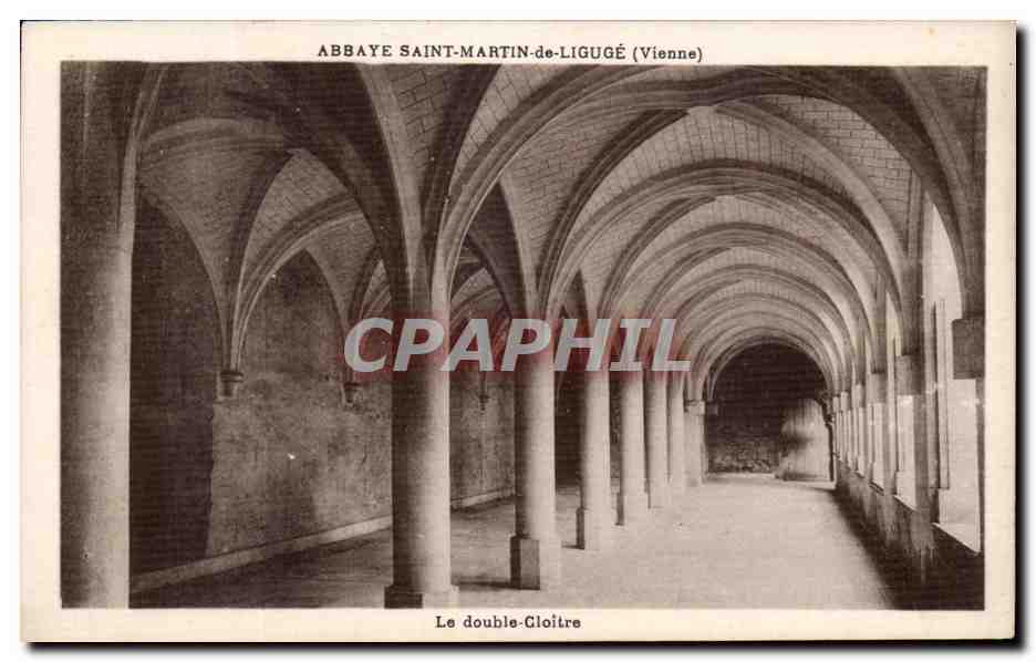 CPA Abbaye Saint Martin de Liguge Le Double Cloitre
