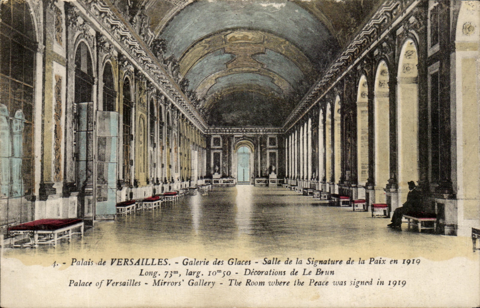 CPA Palais de Versailles Galerie des Glaces Salle de la Signature de la paix en 1919 Militaria