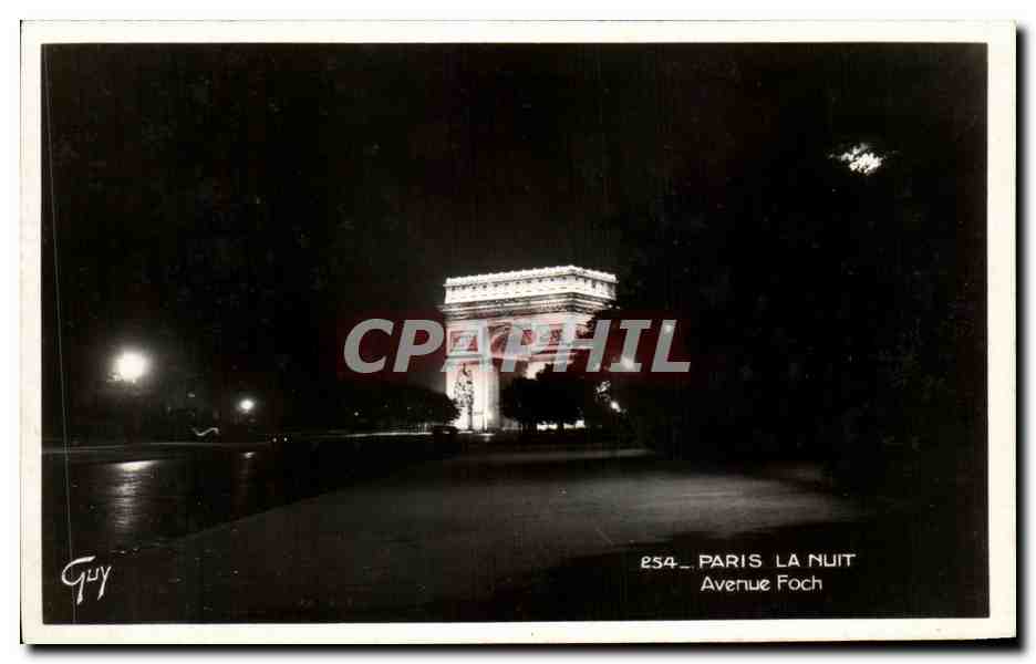 CPA Paris La Nuit Avenue Foch Arc de Triomphe