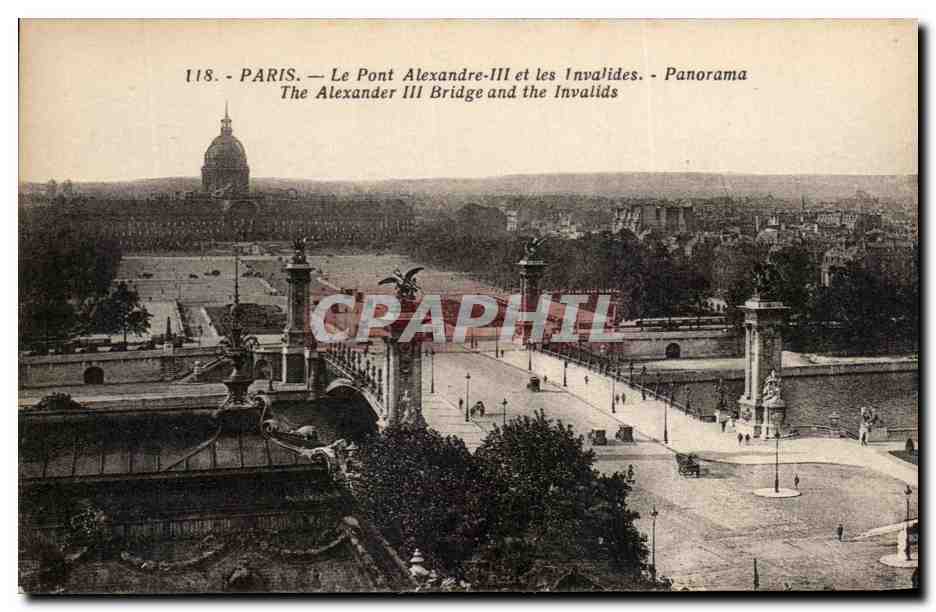Paris — Le Pont Alexandre-III et les Invalides — Panorama — Phototypie L'Abélie, Paris