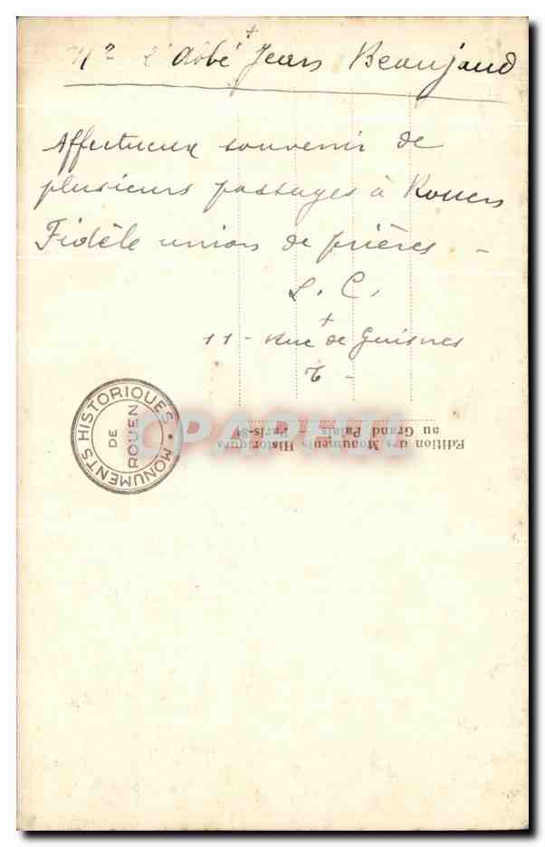 CPA Rouen La Cathedrale Tympan Du Portail Des Libraires — Rückseite
