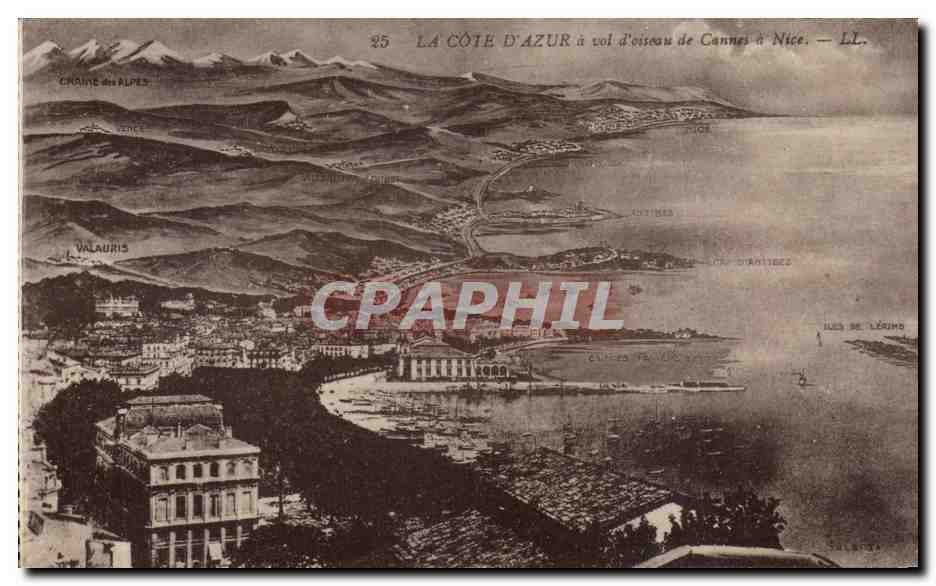CPA La Cote D'Azur A vol d'Oiseau De Cannes a Nice