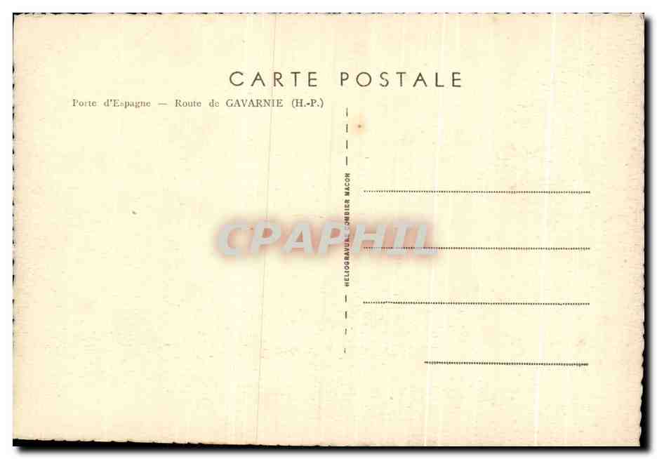 CPA Porte d'Espagne Route de Gavarnie — Verso