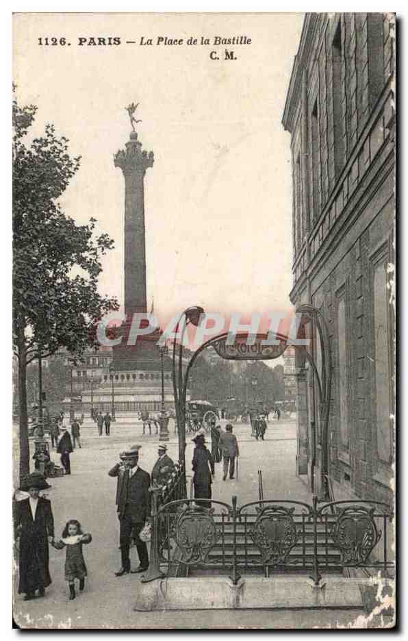 CPA Paris La Place de la Bastille Metro 