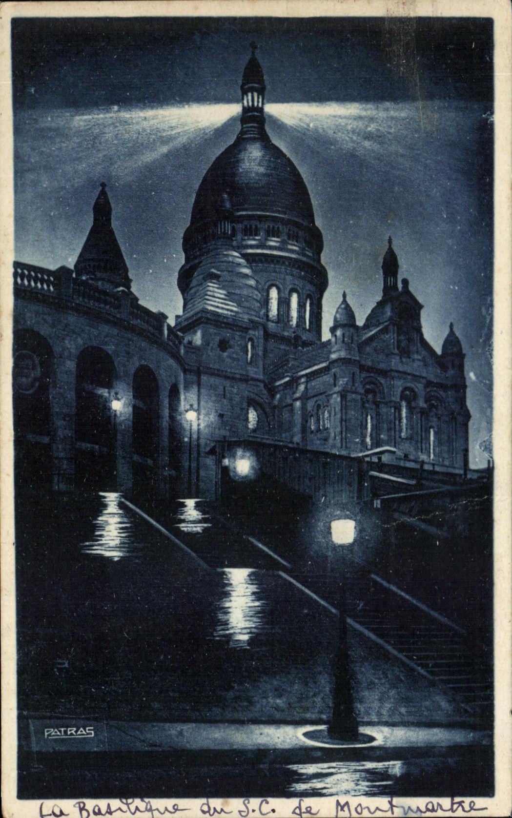 CPA Paris La Nuit Basilique Du Sacre Coeur