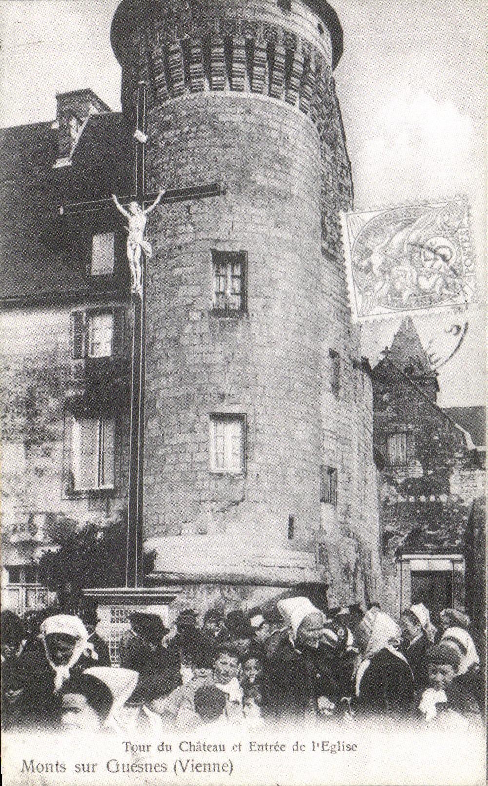 REPRO Tour Du chateau Et Entree De l'Eglise Mont Sur Guesnes