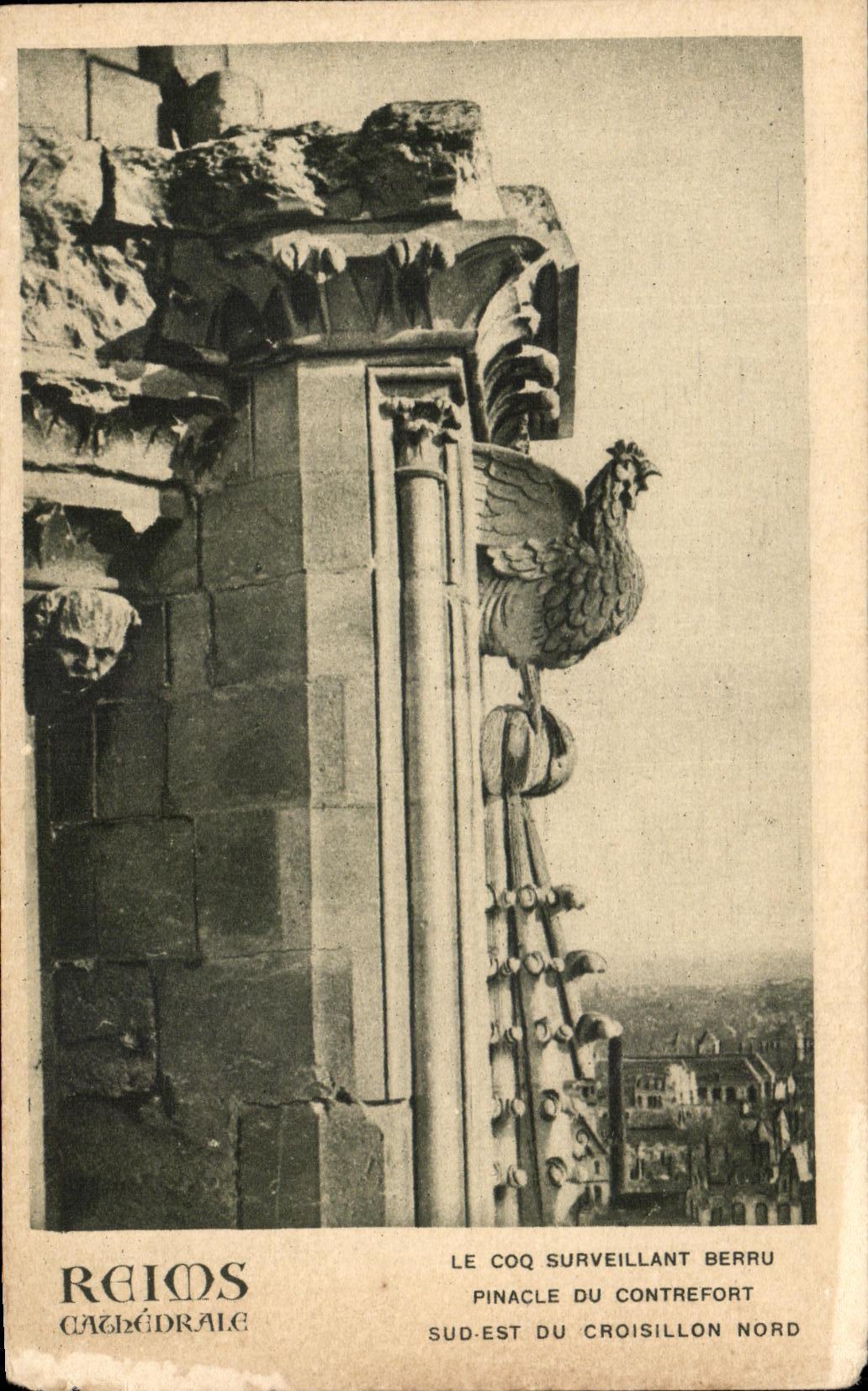 CPA Reims Le Coq Surveillant Berru Pinacle Du Contrefort Sud Est du croisillon Nord 