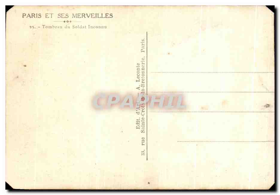 Tombeau du Soldat Inconnu — Paris — Éditeur A. Leconte — Reverso