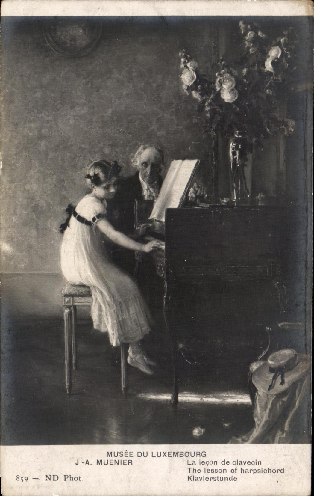 CPA Musee De Luxembourg la lecon de Clavecin Muenier Piano 