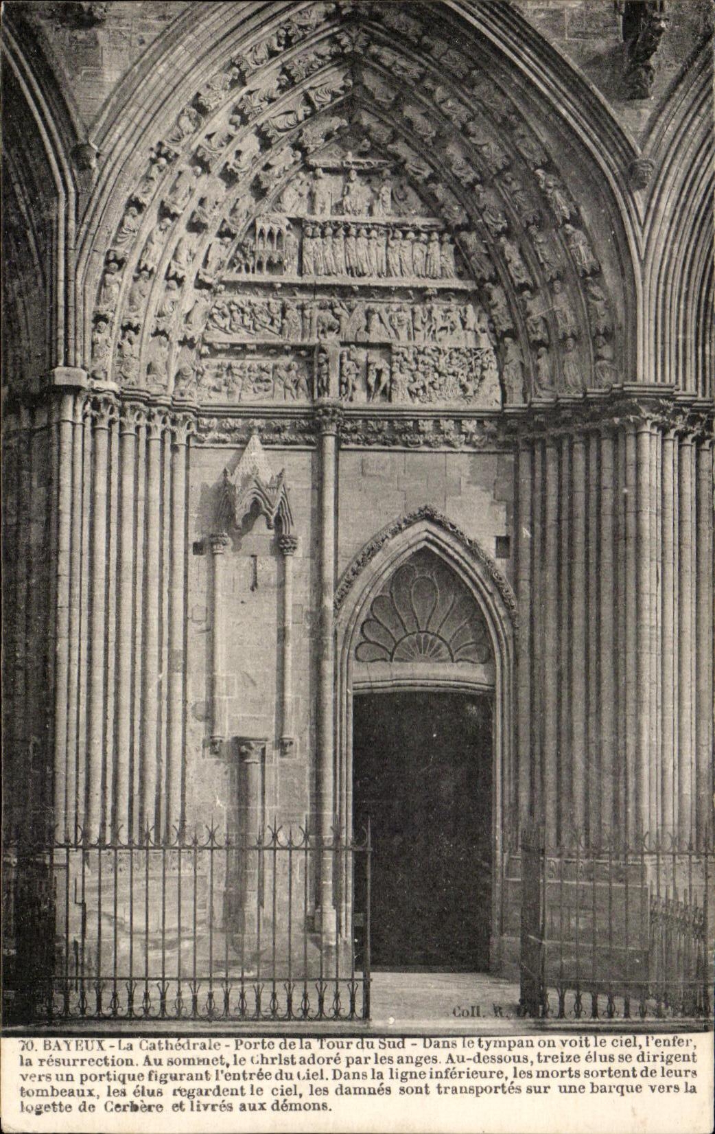 Bayeux - Cathédrale - Porte de la Tour Sud - tympan de la Résurrection