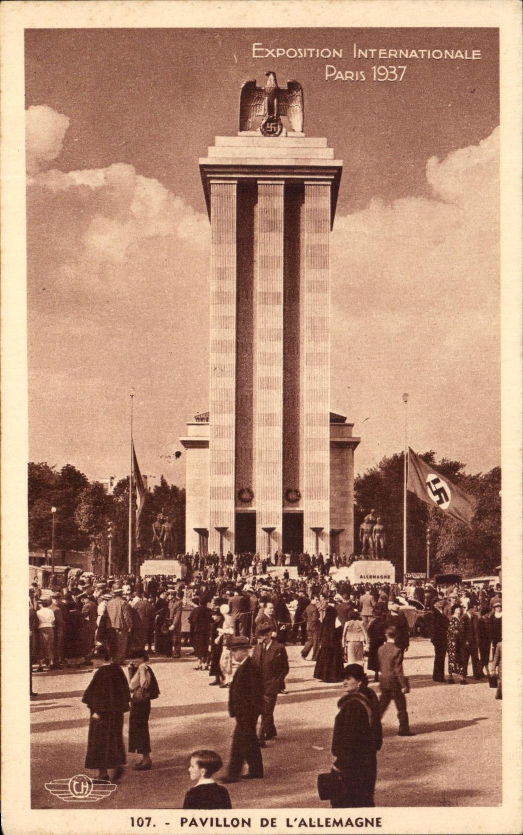 CPA Expostition Internationale Paris 1937 Pavillon De L'Allemagne Drapeau nazi