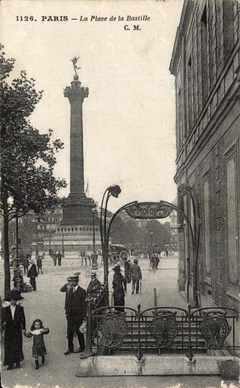 CPA Paris la Place de la Bastille Metro