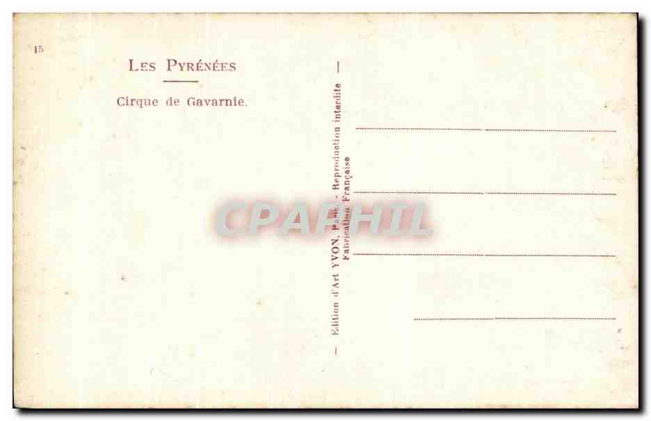 CPA Les Pyrenees cirque de Gavarnie — Verso