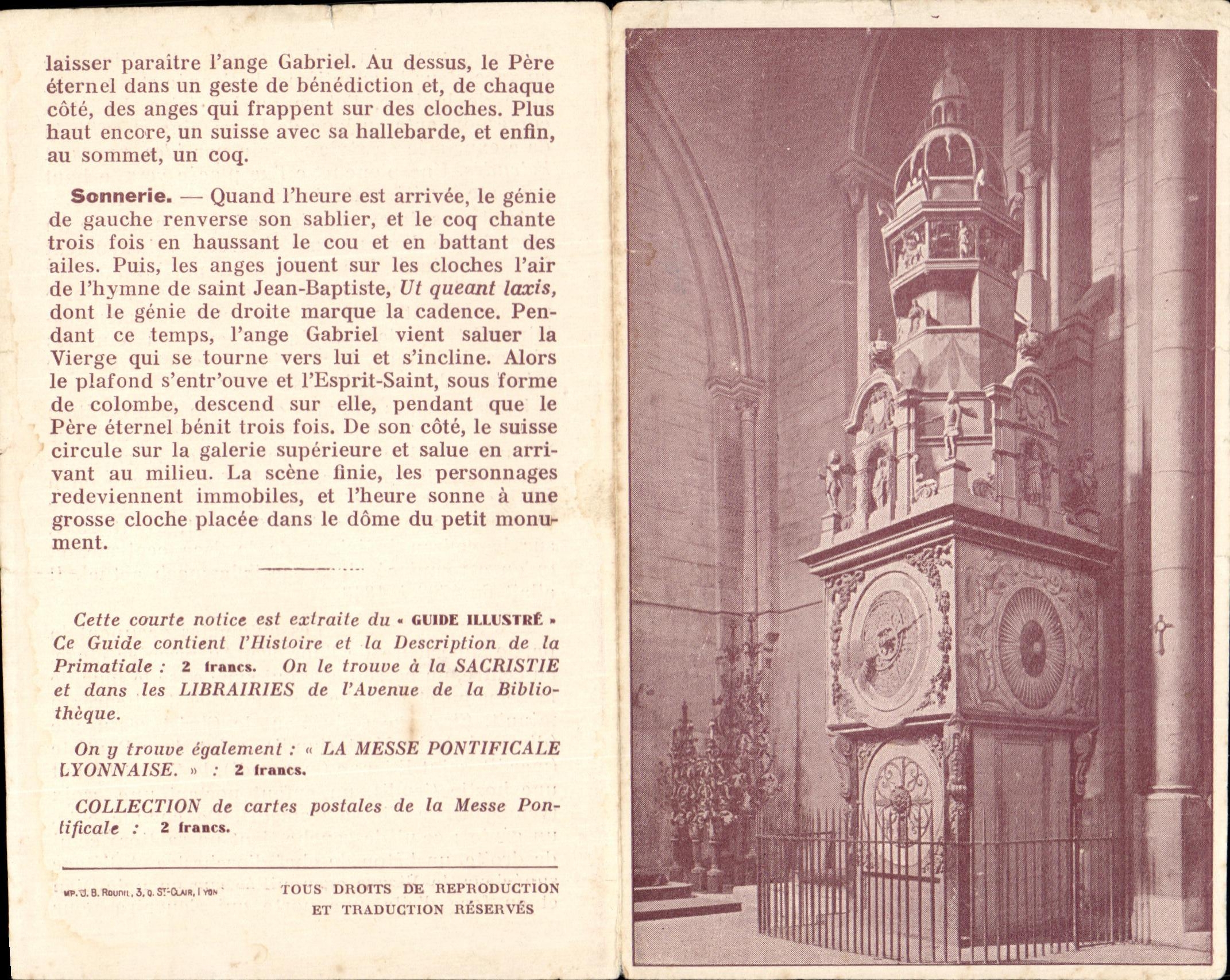 Feuillets horloge astronomique de la cathedrale de Lyon 