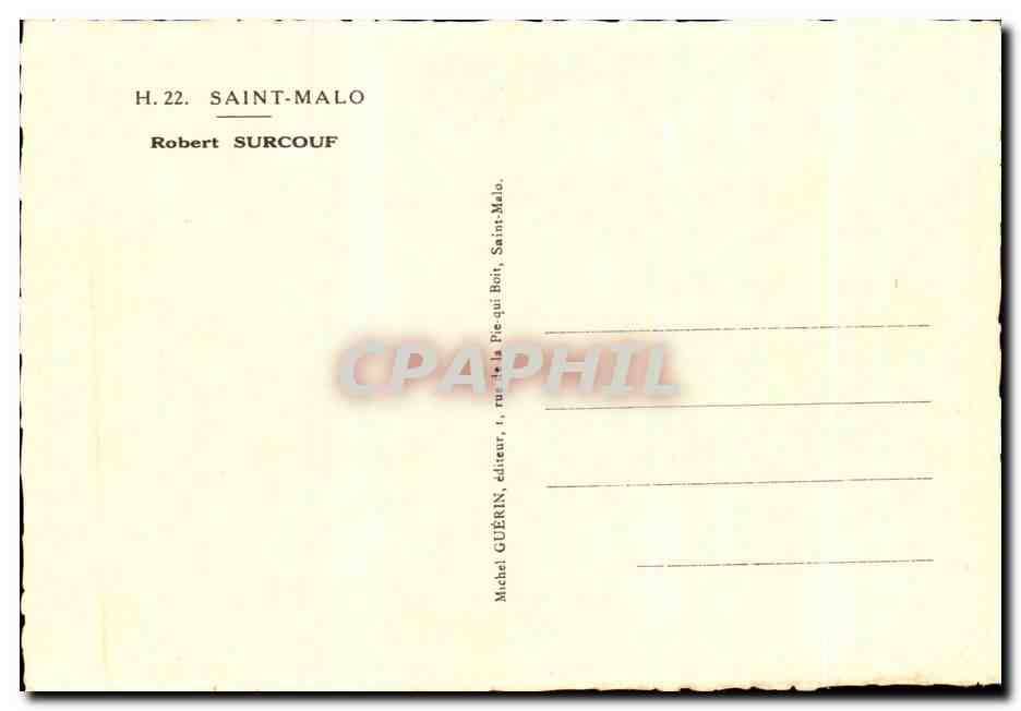 CPA Les Malouins Celebres Robert Surcouf Corsaire celebre Pirate — Rückseite