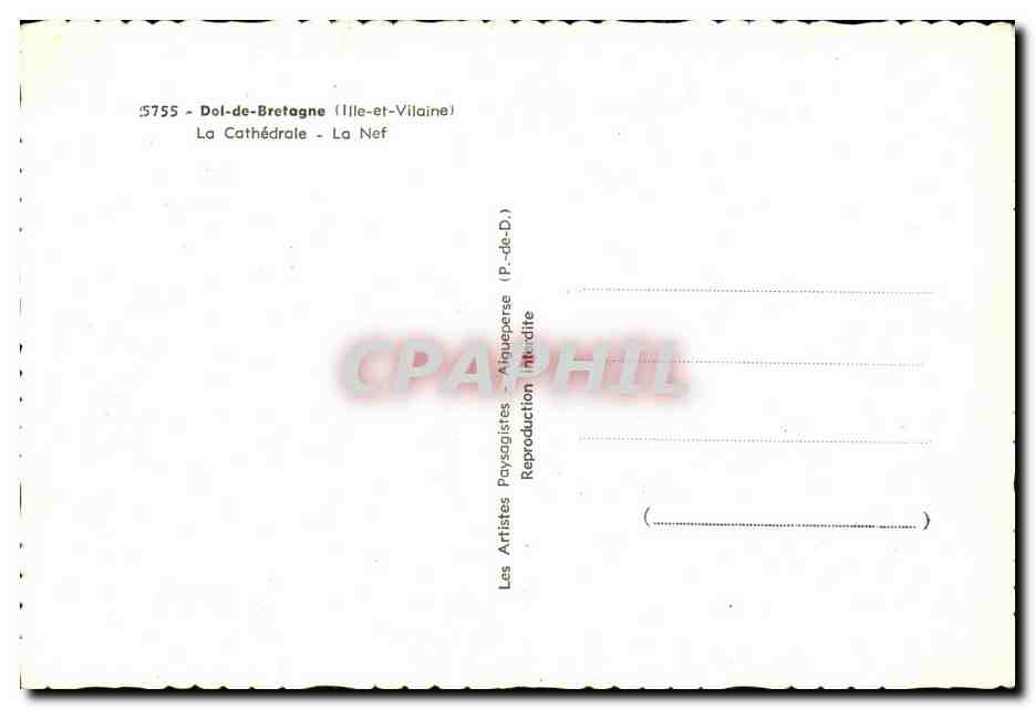 Dol-de-Bretagne (Ille-et-Vilaine) — La Cathédrale — La Nef — Les Artistes Paysagistes — Verso