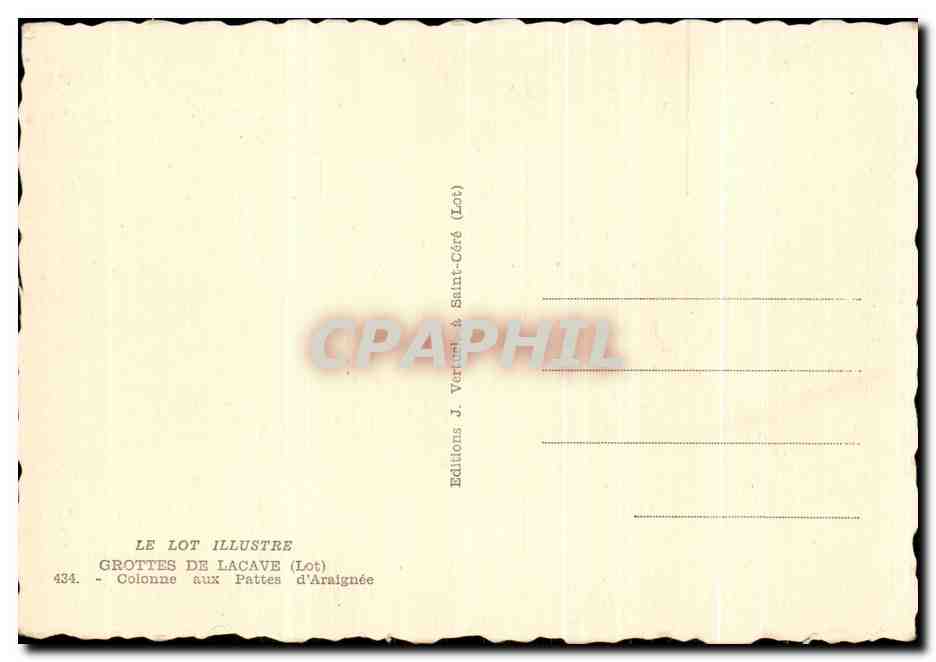 Grottes de Lacave — Colonne aux Pattes d'Aralignée — Éditions J. Vertun & Saint-Céré (Lot) — Reverso