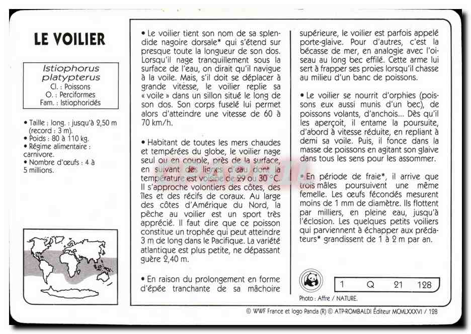 Carte Le Voilier Poisson WWF — Rückseite