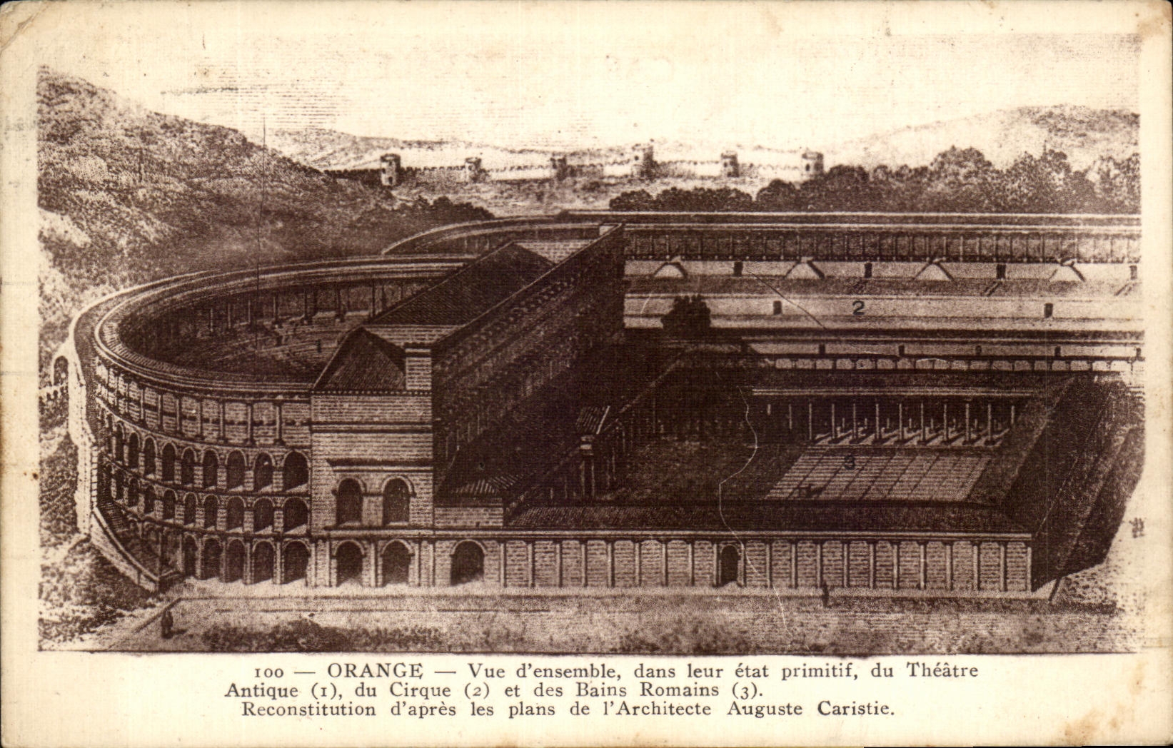 CPA Orange Vue d'Ensemble Dans leur etat Primitif du theatre antique du cirque