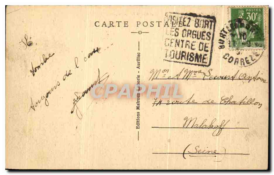 CPA Le Cantal Pittoresque Viaduc de Garabit Ligne de Neussaignesa Marvejols  — Rückseite