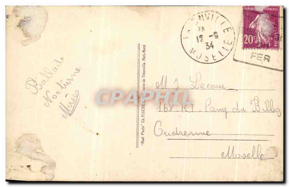 CPA Thionville Le Moselle et l'Hopital Militaire Militaria — Back