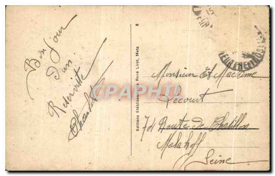 CPA Camp De Doncourt Battiment de Troupes Militaria — Verso