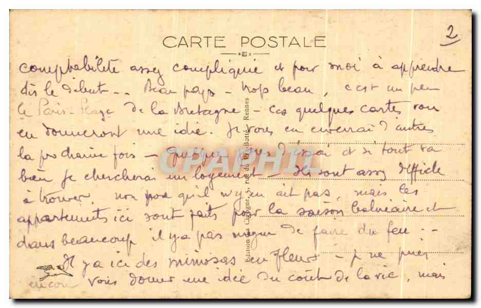Perros-Guirec (C.-du-N.) — La Côte Rocheuse — éditeur C. Lefebvre, n° 1486 — Rückseite