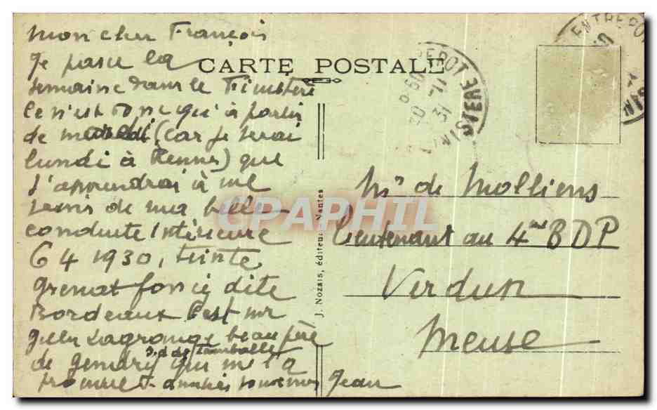 CPA Quimper Galerie d'un Cloitre pres la Cathedrale — Rückseite