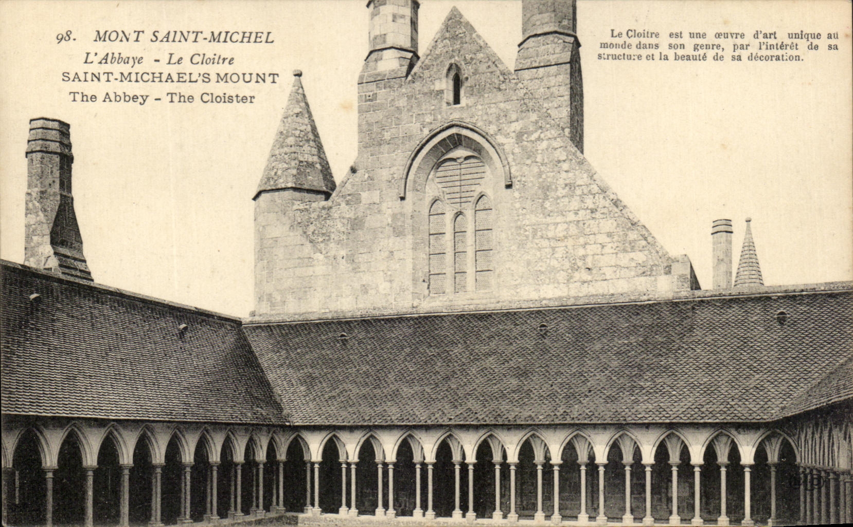 Mont Saint-Michel — L'Abbaye - Le Cloître — Éditeur non identifié, n° 98