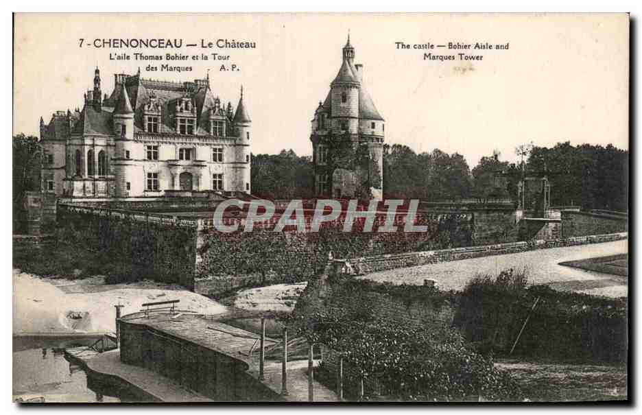 CPA Chenonceau Le Chateau L'aile Thomas Bohier et la Tour des Marques