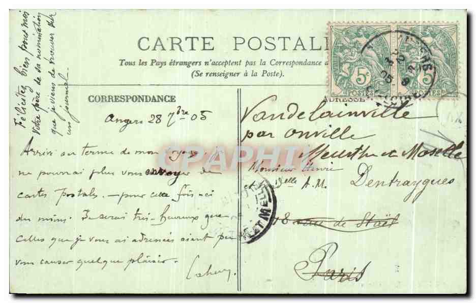 CPA Angers Le Chateau et Statue  — Rückseite