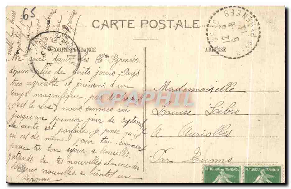 Col d'Aspin (1497 m.) — La Table d'Orientaion — Fond des Montagnes du Lys et d'Oc — 4e Série — Rückseite